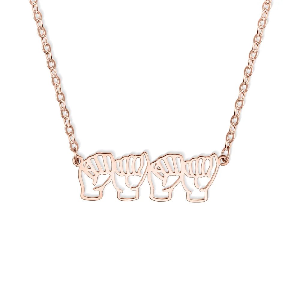 Personalized Sign Language Necklace with Fingerspelling Name Charm - Canvasgiftco