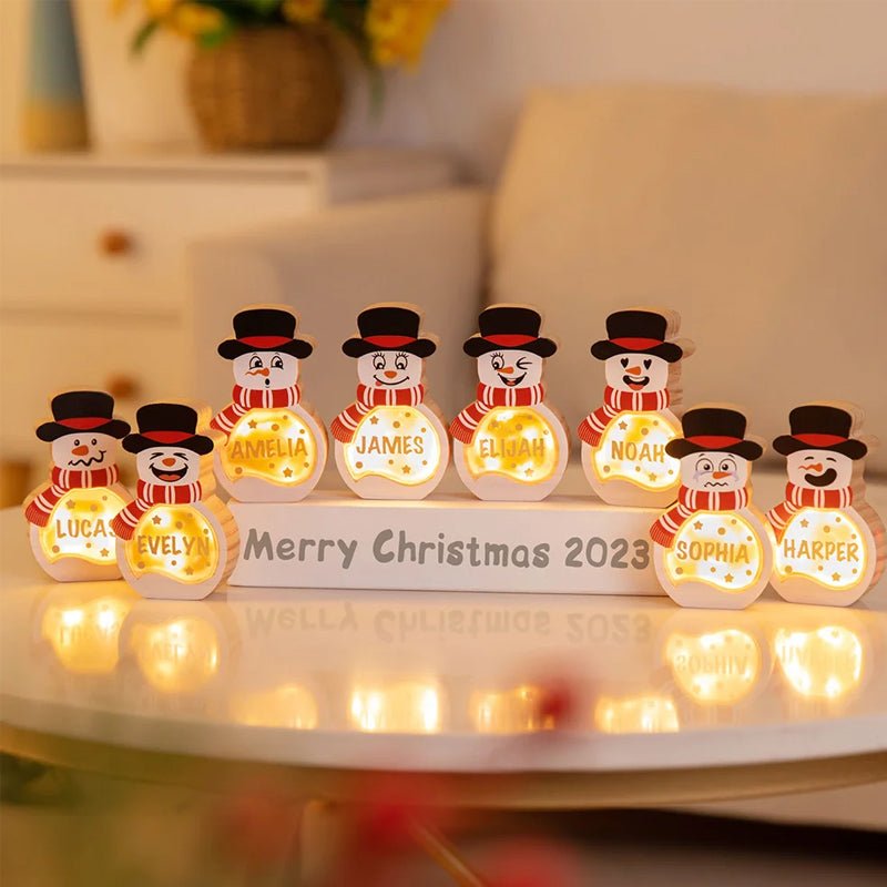 🎄 Personalized Snowman Wooden Decoration - Custom Christmas Charm for Your Home! - Canvasgiftco