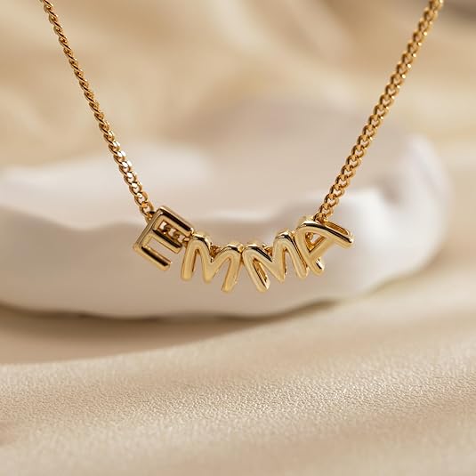 Personalized Tiny Balloon Initial Name Necklace - Canvasgiftco