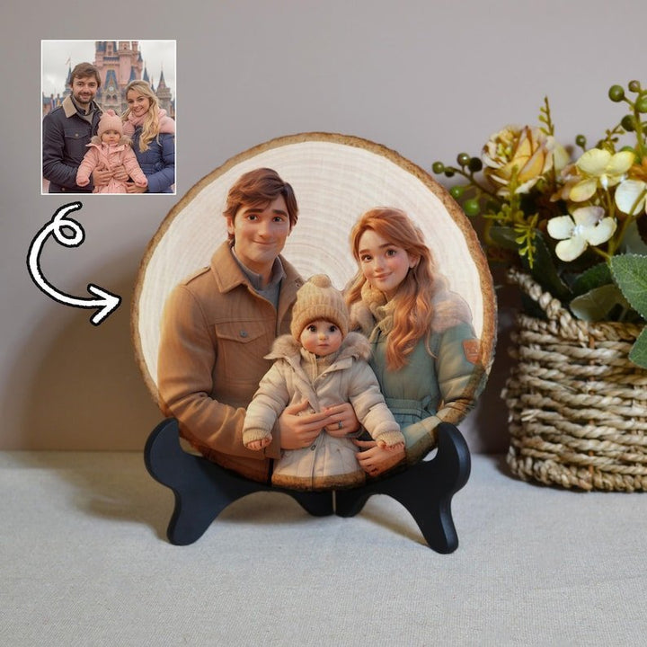 Personalized Wood Pile Tree Rings Cartoon Portrait - Canvasgiftco