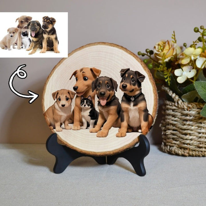 Personalized Wood Pile Tree Rings Cartoon Portrait - Canvasgiftco