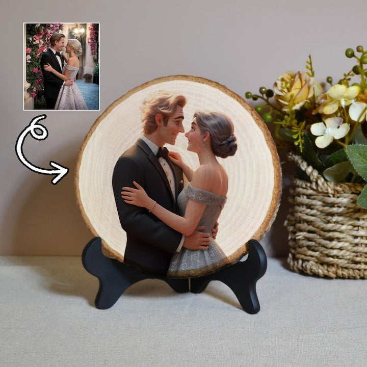 Personalized Wood Pile Tree Rings Cartoon Portrait - Canvasgiftco