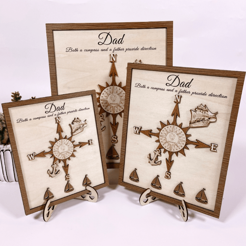 Personalized Wooden Compass Plaque – A Tribute to Dad - Canvasgiftco