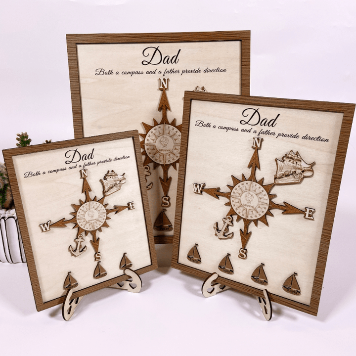 Personalized Wooden Compass Plaque – A Tribute to Dad - Canvasgiftco