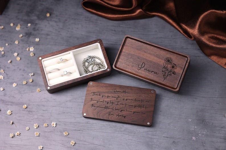 Personalized Wooden Jewelry Box - Birthday/Mother's Day Gift for Her - Canvasgiftco