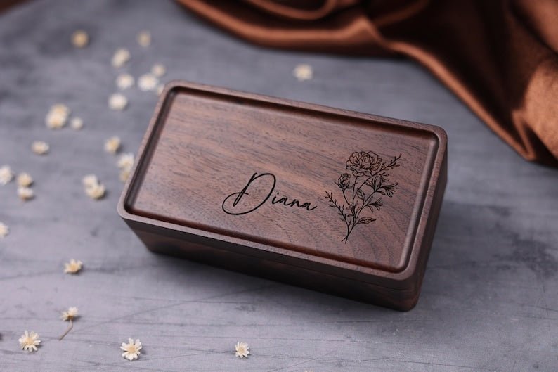 Personalized Wooden Jewelry Box - Birthday/Mother's Day Gift for Her - Canvasgiftco