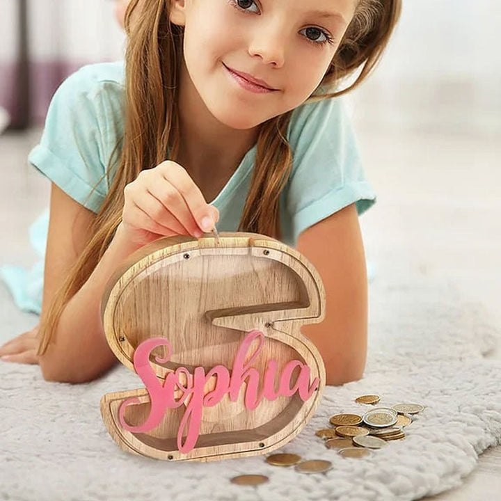 Personalized Wooden Letter Piggy Bank – Fun Way to Save! - Canvasgiftco