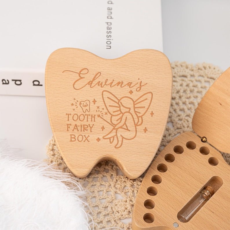 Personalized Wooden Tooth Fairy Box - Carve child's name - Canvasgiftco