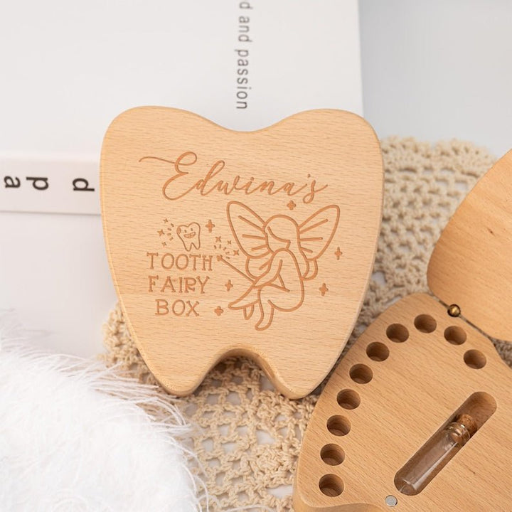 Personalized Wooden Tooth Fairy Box - Carve child's name - Canvasgiftco