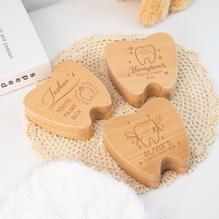 Personalized Wooden Tooth Fairy Box - Carve child's name - Canvasgiftco