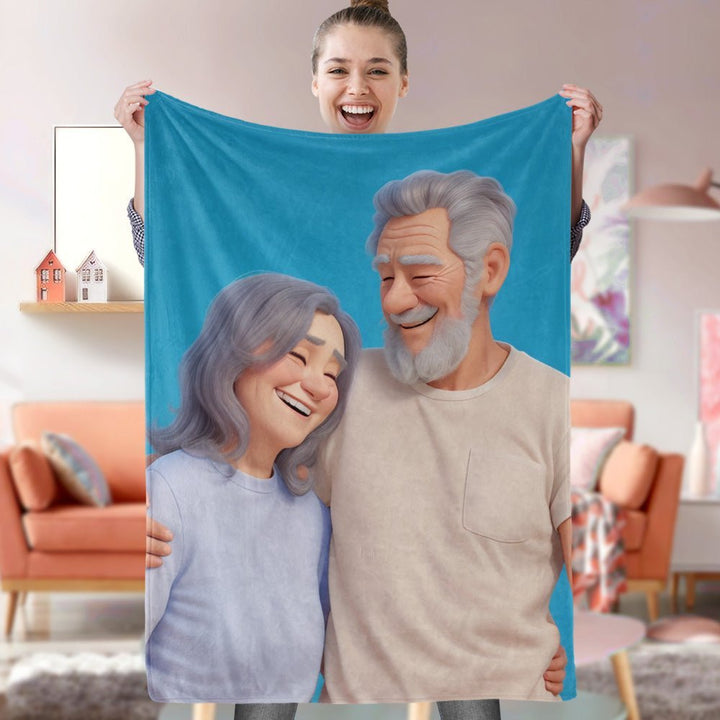 Photo Cartoonization-Personalized Blanket - Canvasgiftco