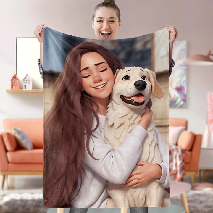 Photo Cartoonization-Personalized Blanket - Canvasgiftco