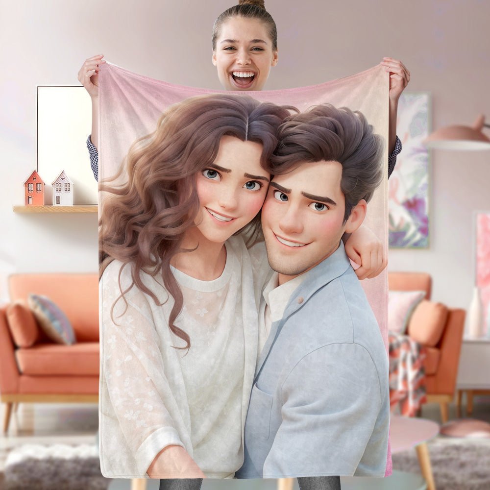 Photo Cartoonization-Personalized Blanket - Canvasgiftco