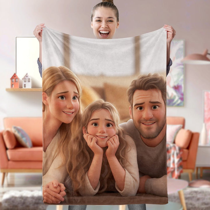 Photo Cartoonization-Personalized Blanket - Canvasgiftco