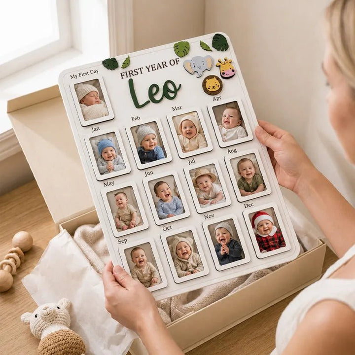 Safari Animals – Personalized Baby’s First Year Photo Frame - Canvasgiftco