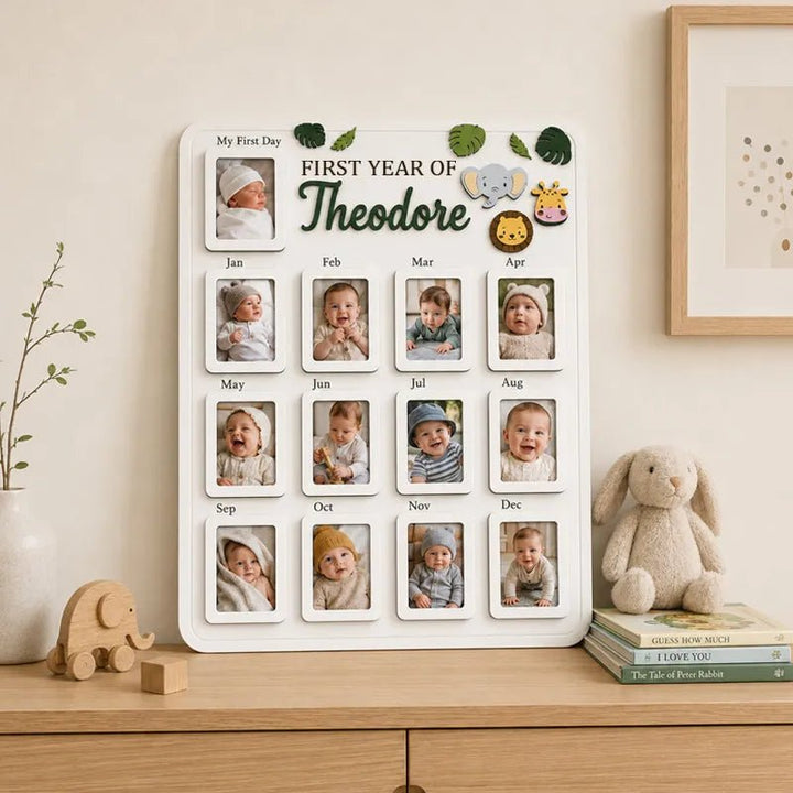 Safari Animals – Personalized Baby’s First Year Photo Frame - Canvasgiftco