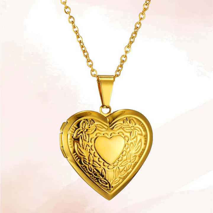 Stainless Steel Gold Plated Custom Heart Locket To Mother’s Day gift - Canvasgiftco