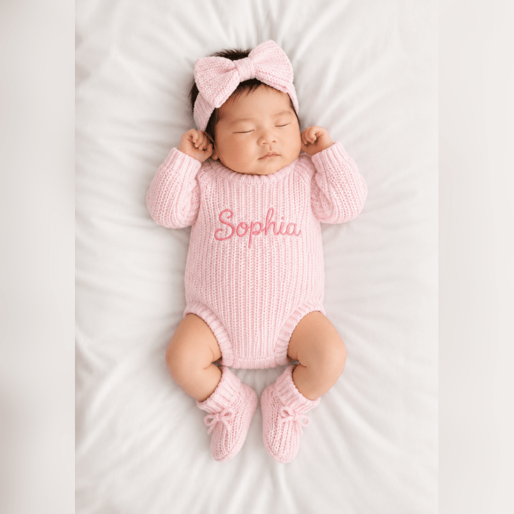 Super Chunky Knit Romper - Ballerina Pink - Canvasgiftco