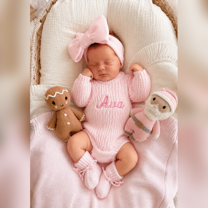 Super Chunky Knit Romper - Ballerina Pink - Canvasgiftco