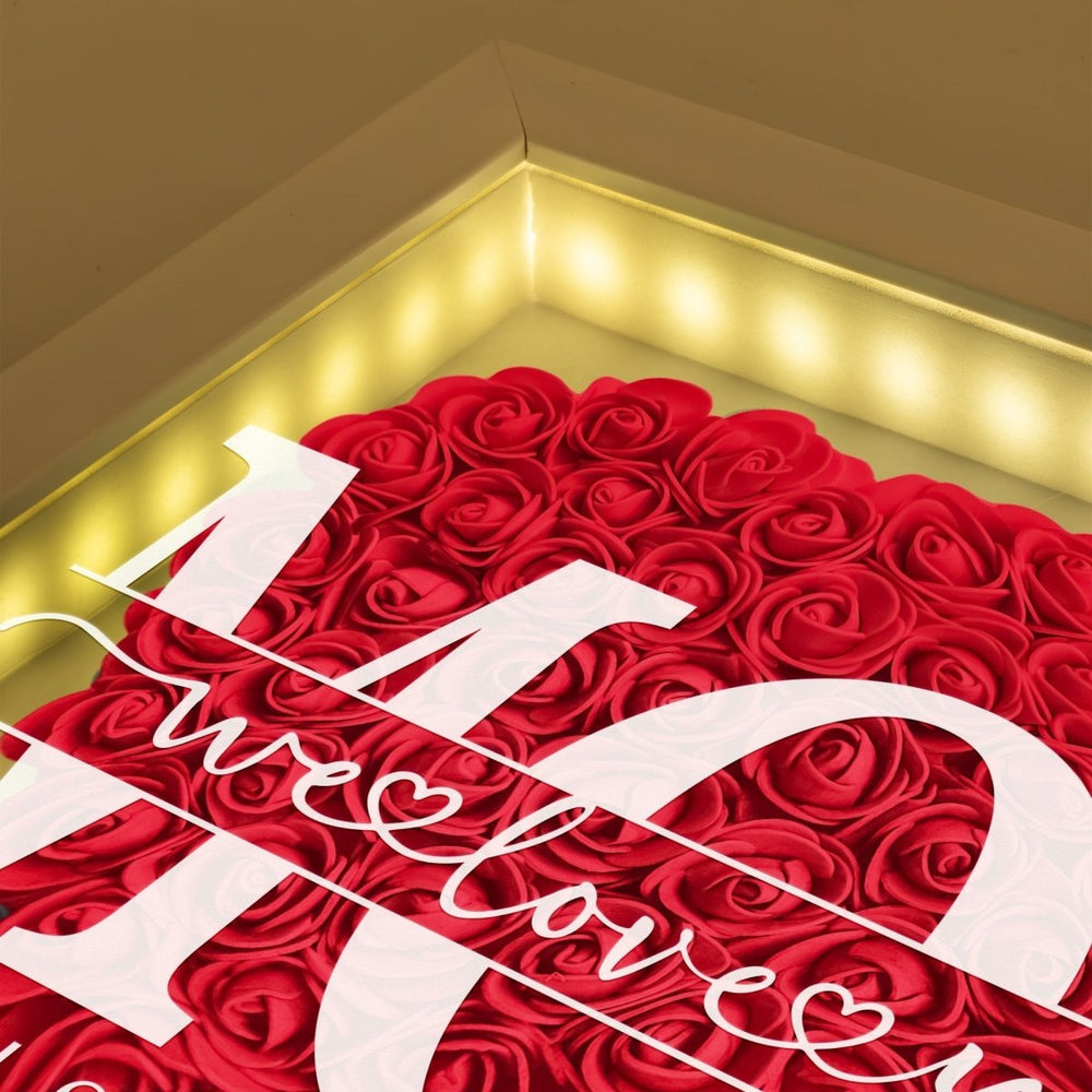 We Love You Mom - Personalized Flower Shadow Box With LED Light - Canvasgiftco