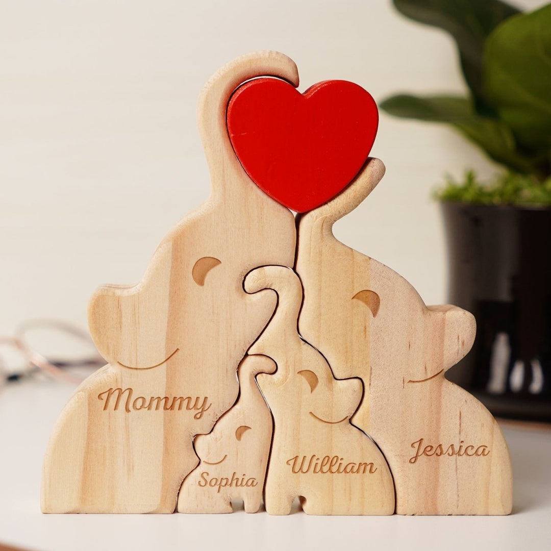 Wooden Elephant Family Puzzle | Family Keepsake Gift - Canvasgiftco