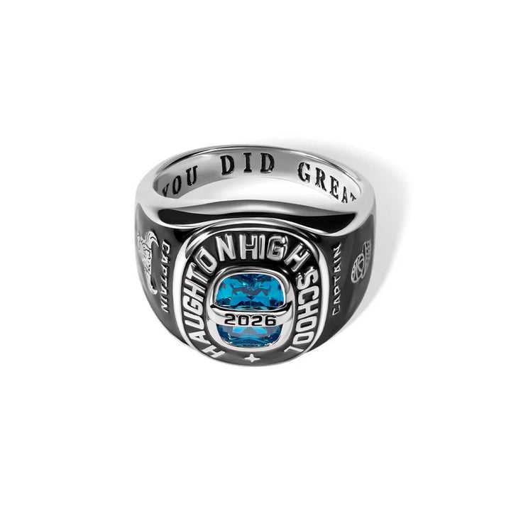 Your Grad Story, Stuck in Stone - Custom Birthstone Class Ring Engraved School Name - Gift for High School/University Graduates - Canvasgiftco