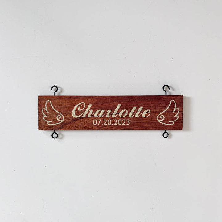 Custom Name Slat With Angel Wings for Departed Loved Ones - Add On For Existing Sign