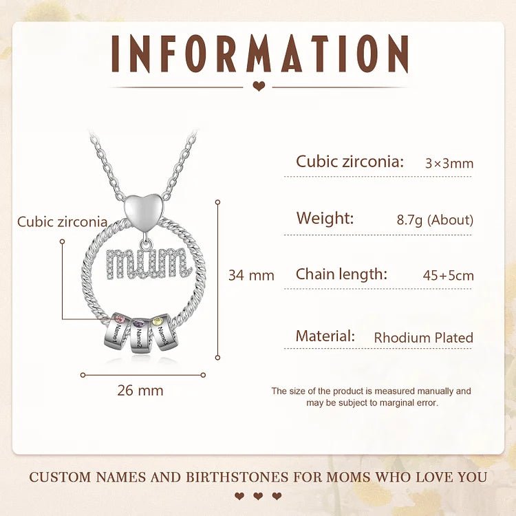 Custom Birthstone Necklace for Mom - Canvasgiftco