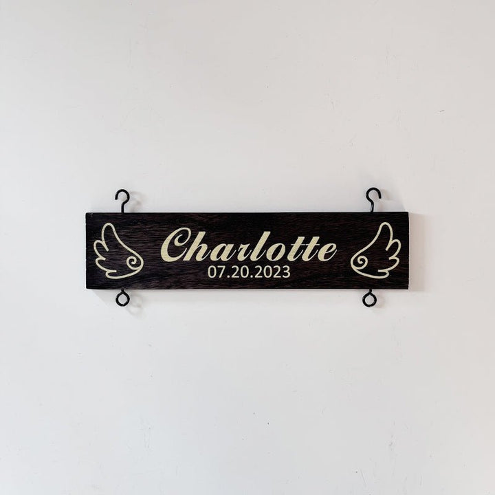 Custom Name Slat With Angel Wings for Departed Loved Ones | Extra Name Tag for Your Sign (Add - On for Existing Sign) - Canvasgiftco