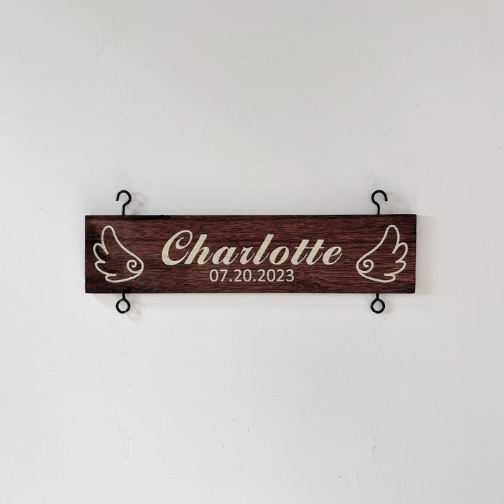Custom Name Slat With Angel Wings for Departed Loved Ones | Extra Name Tag for Your Sign (Add - On for Existing Sign) - Canvasgiftco