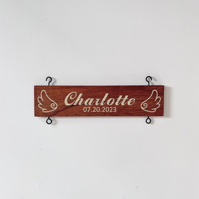 Custom Name Slat With Angel Wings for Departed Loved Ones | Extra Name Tag for Your Sign (Add - On for Existing Sign) - Canvasgiftco