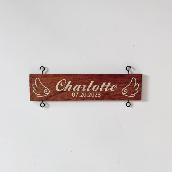 Custom Name Slat With Angel Wings for Departed Loved Ones | Extra Name Tag for Your Sign (Add - On for Existing Sign) - Canvasgiftco