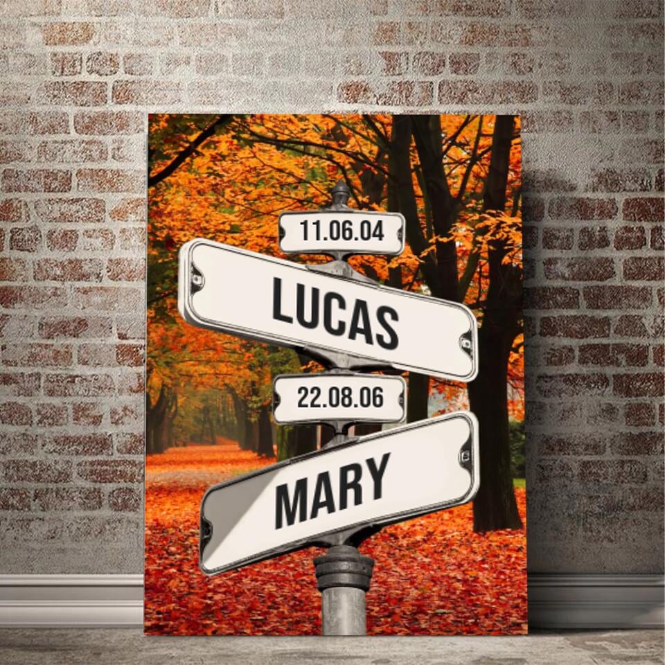 Personalized Canvas Wall Art "Date of birth of children" Autumn - Canvasgiftco