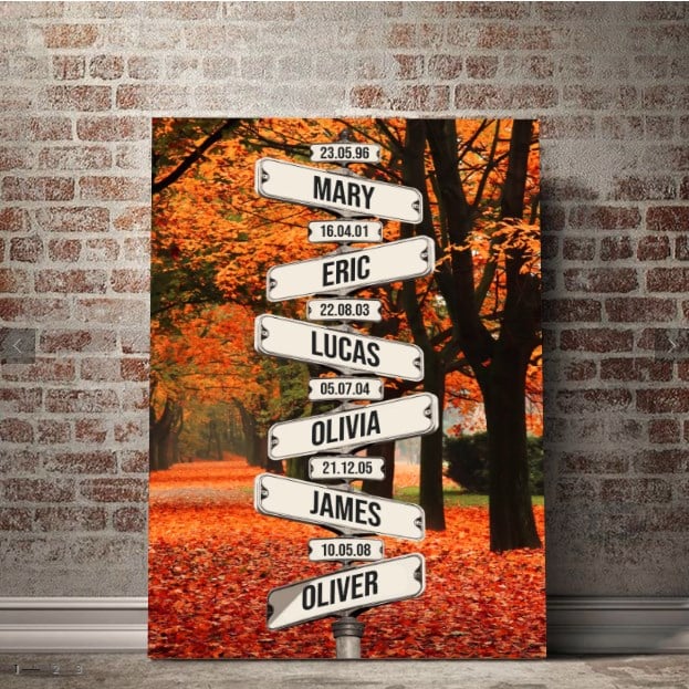 Personalized Canvas Wall Art "Date of birth of children" Autumn - Canvasgiftco