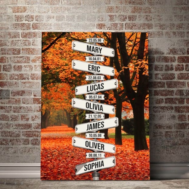Personalized Canvas Wall Art "Date of birth of children" Autumn - Canvasgiftco