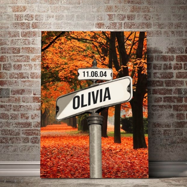 Personalized Canvas Wall Art "Date of birth of children" Autumn - Canvasgiftco
