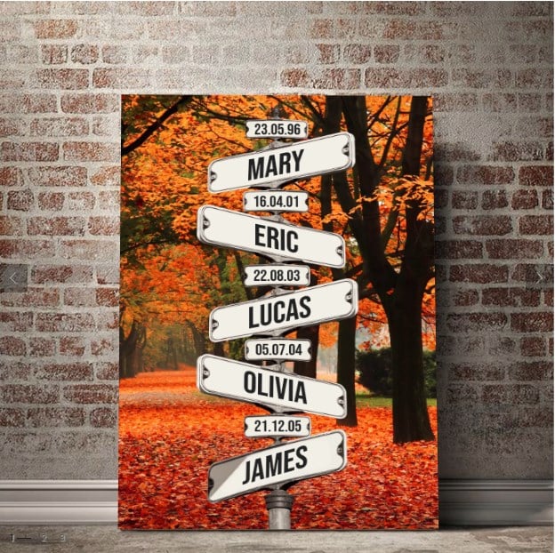 Personalized Canvas Wall Art "Date of birth of children" Autumn - Canvasgiftco